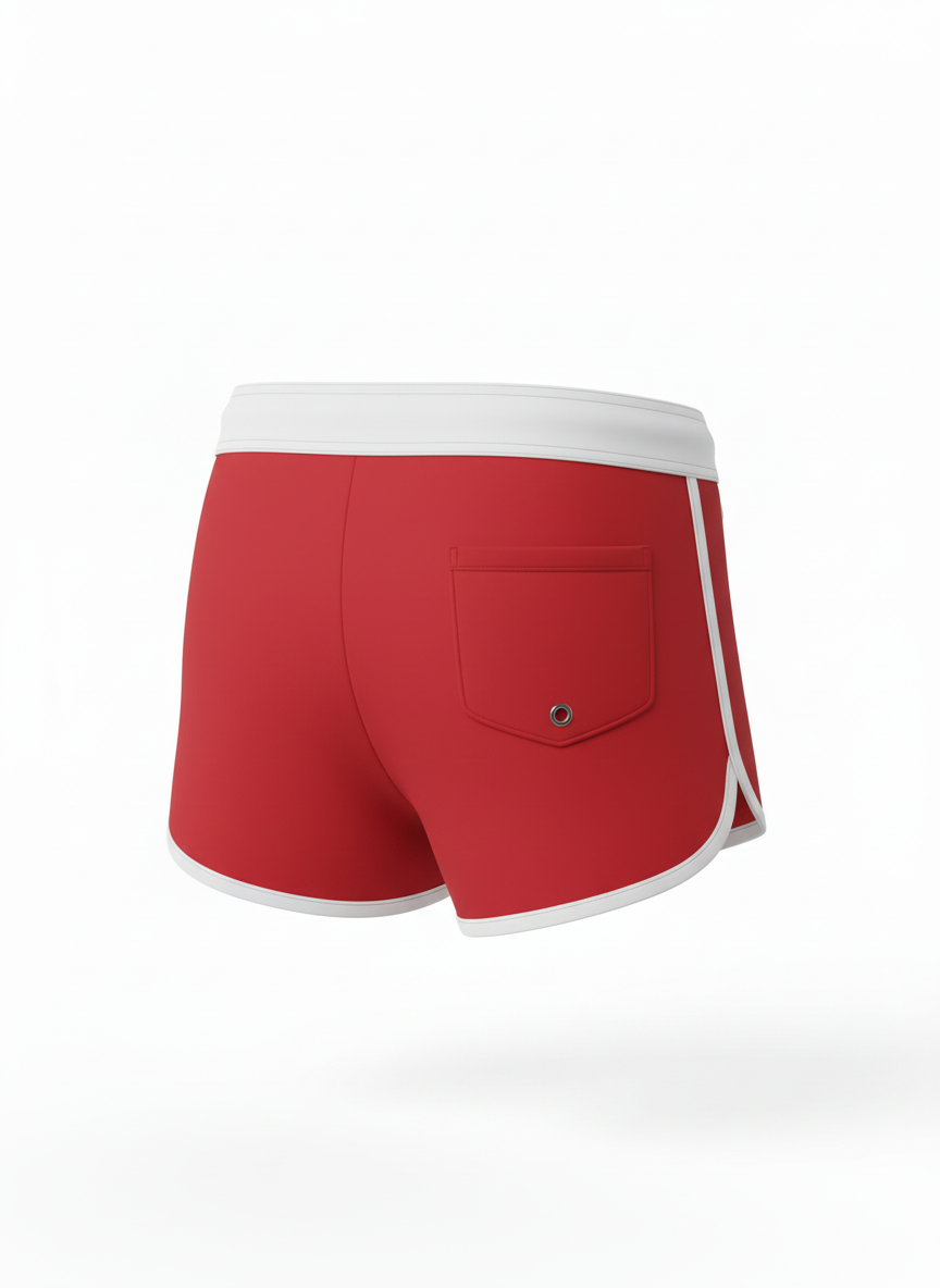 Retro High Cut Mesh Lined Swim Trunks