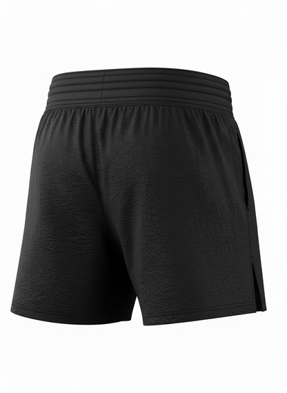 Crinkle Textured Fabric Wide Waist Sport Trunks