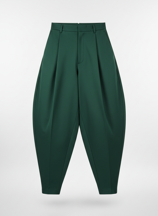 Panelled Balloon Fit Heavy Drill Cotton Trousers