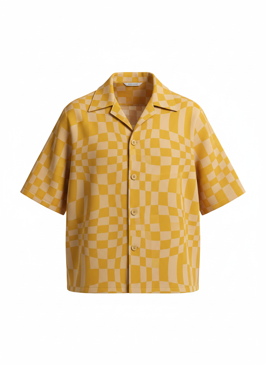 Checkerboard Warp Pattern Resort Style Shirt