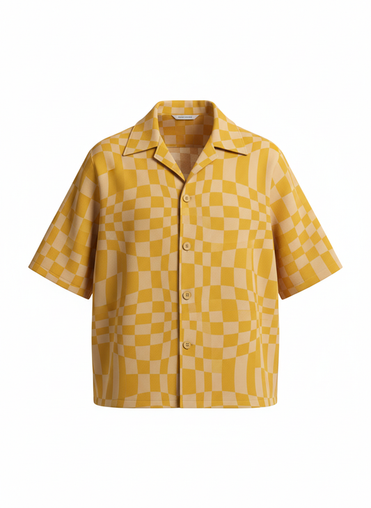 Checkerboard Warp Pattern Resort Style Shirt