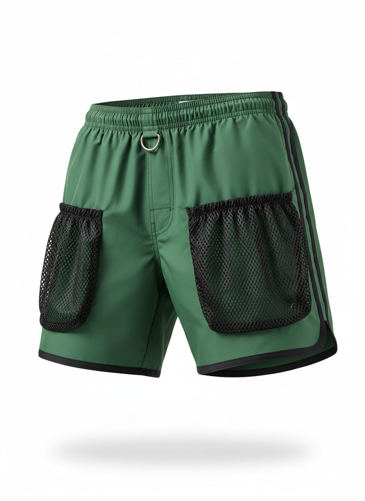 Utility Swim Trunks With Outer Mesh Pockets