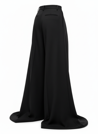 Double Pleat Oversized Wide Leg Puddle Trousers
