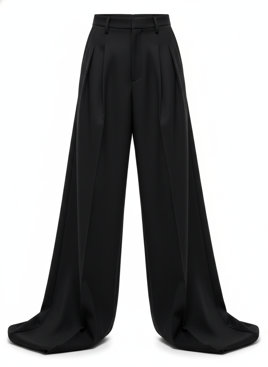 Double Pleat Oversized Wide Leg Puddle Trousers