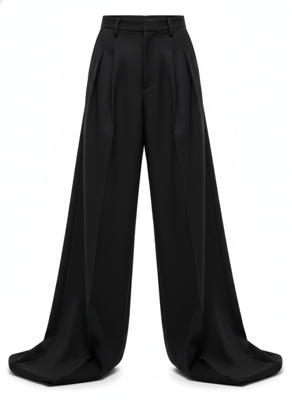Double Pleat Oversized Wide Leg Puddle Trousers