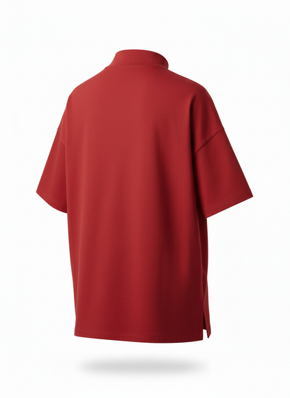 Mock Neck Dropped Shoulder Standard Fit Tee